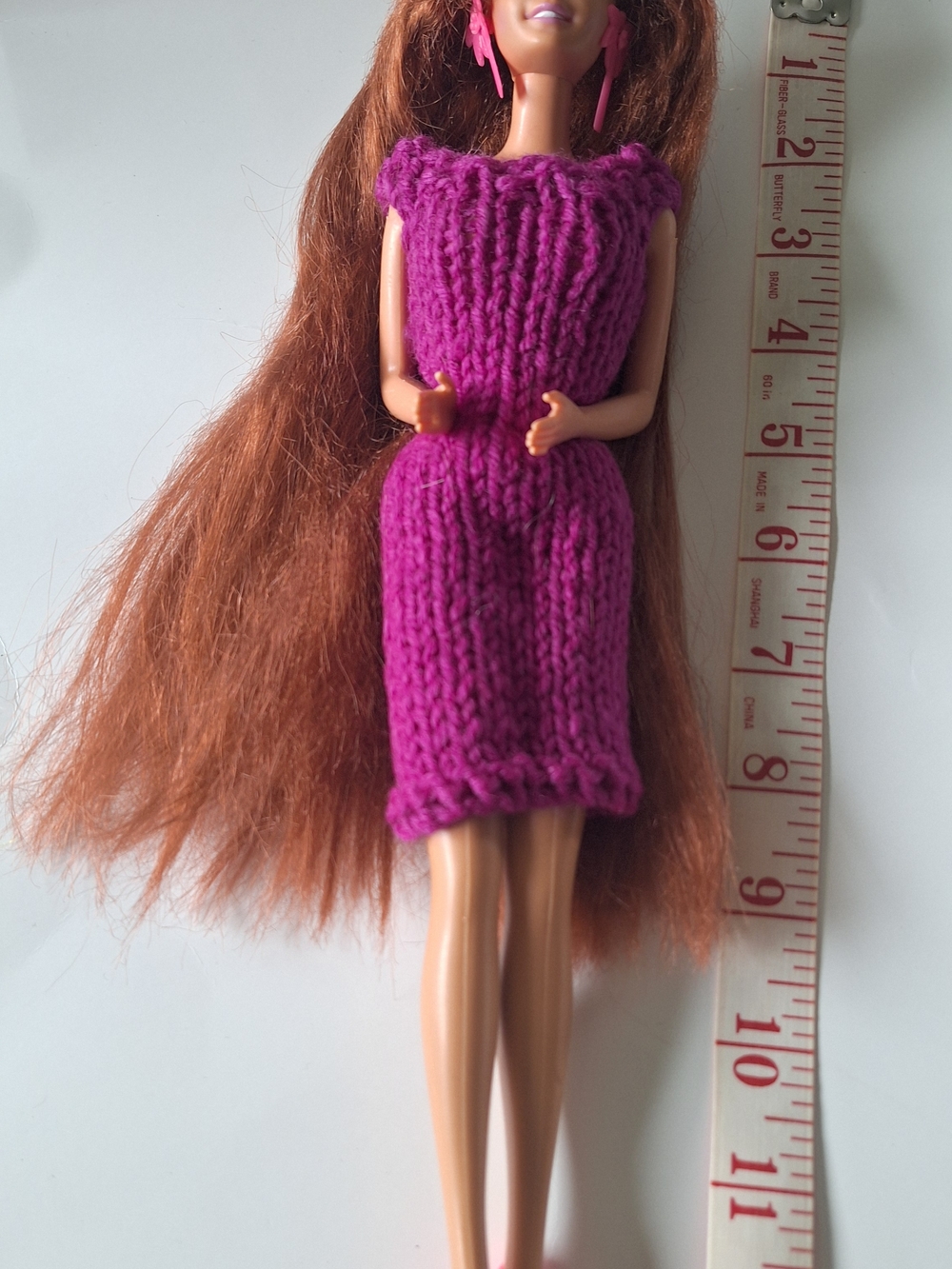 Barbie With Handmade Magenta Knit Dress